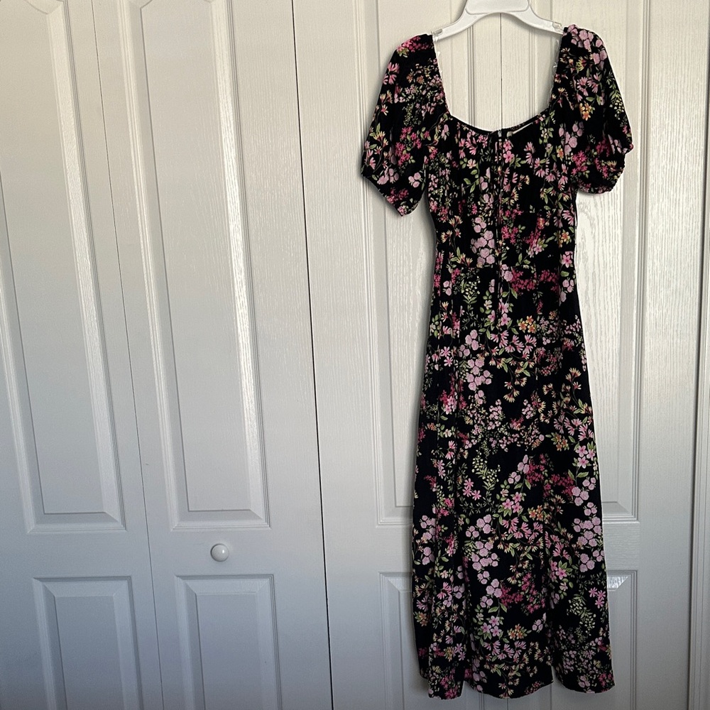Liberty Love Black and Pink Floral Midi Dress